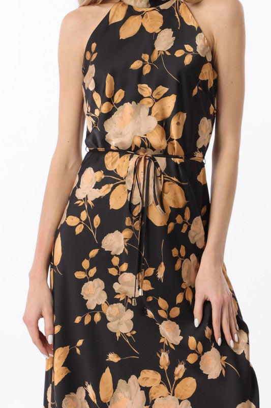 AaKaa Mock Neck Silky Maxi Dress