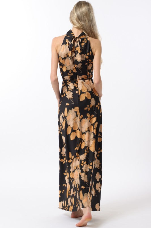 AaKaa Mock Neck Silky Maxi Dress
