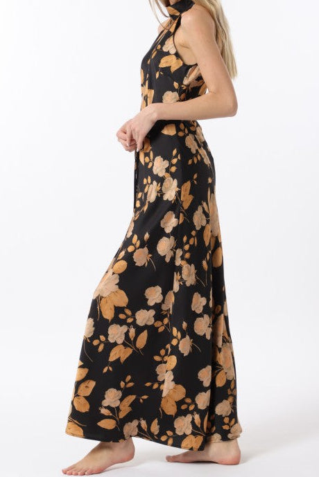 AaKaa Mock Neck Silky Maxi Dress