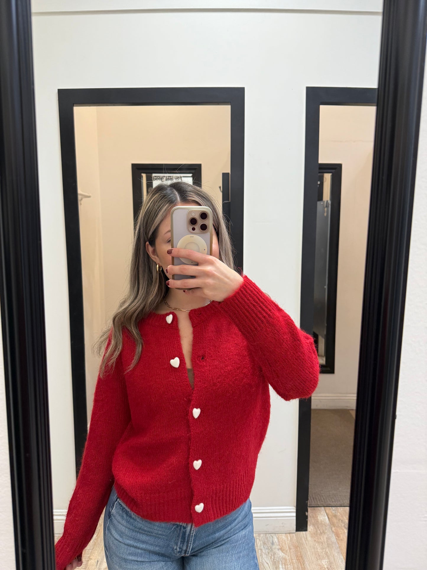 Heart Button Wool Cardigan