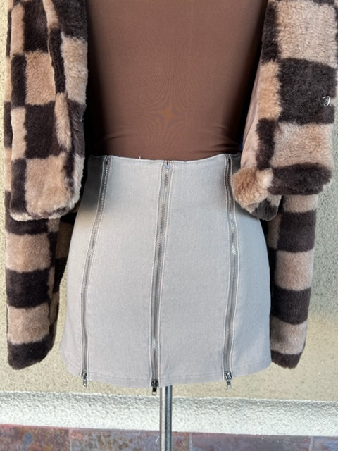 Zipper Detailed Mini Skort