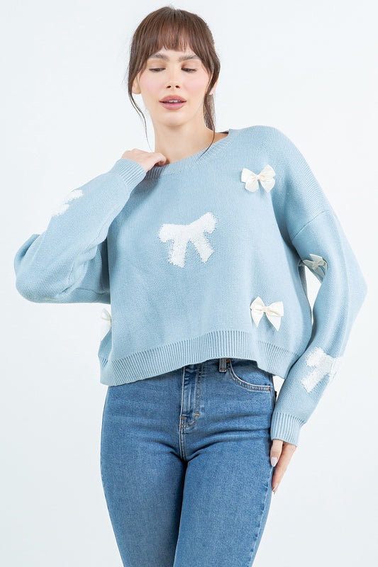 Pull Over Sweater with Bow Details