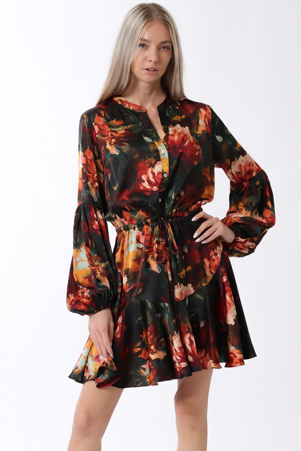 AaKaa Silky Long Sleeve Mini Dress