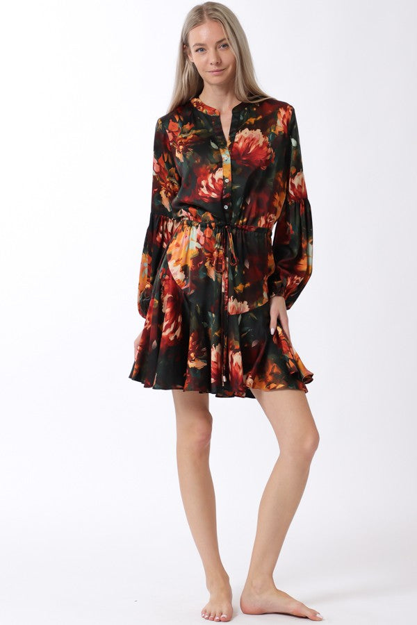 AaKaa Silky Long Sleeve Mini Dress