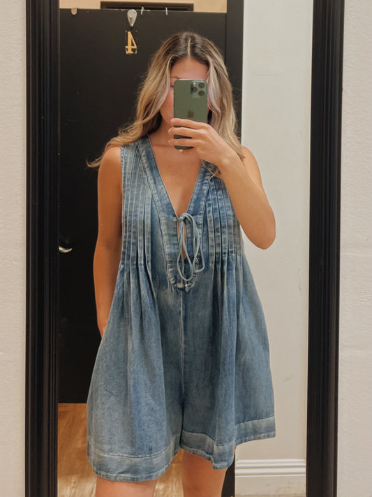 Tie Denim Romper