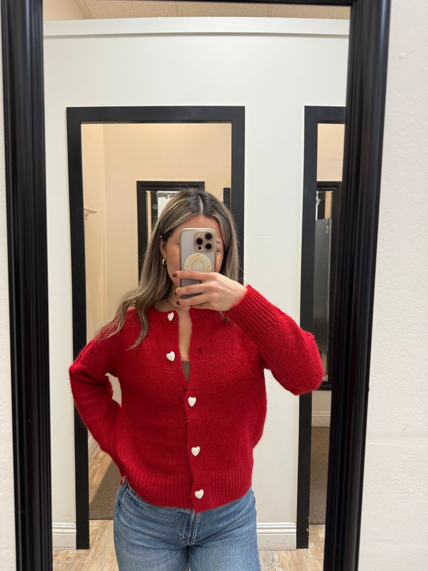 Heart Button Wool Cardigan