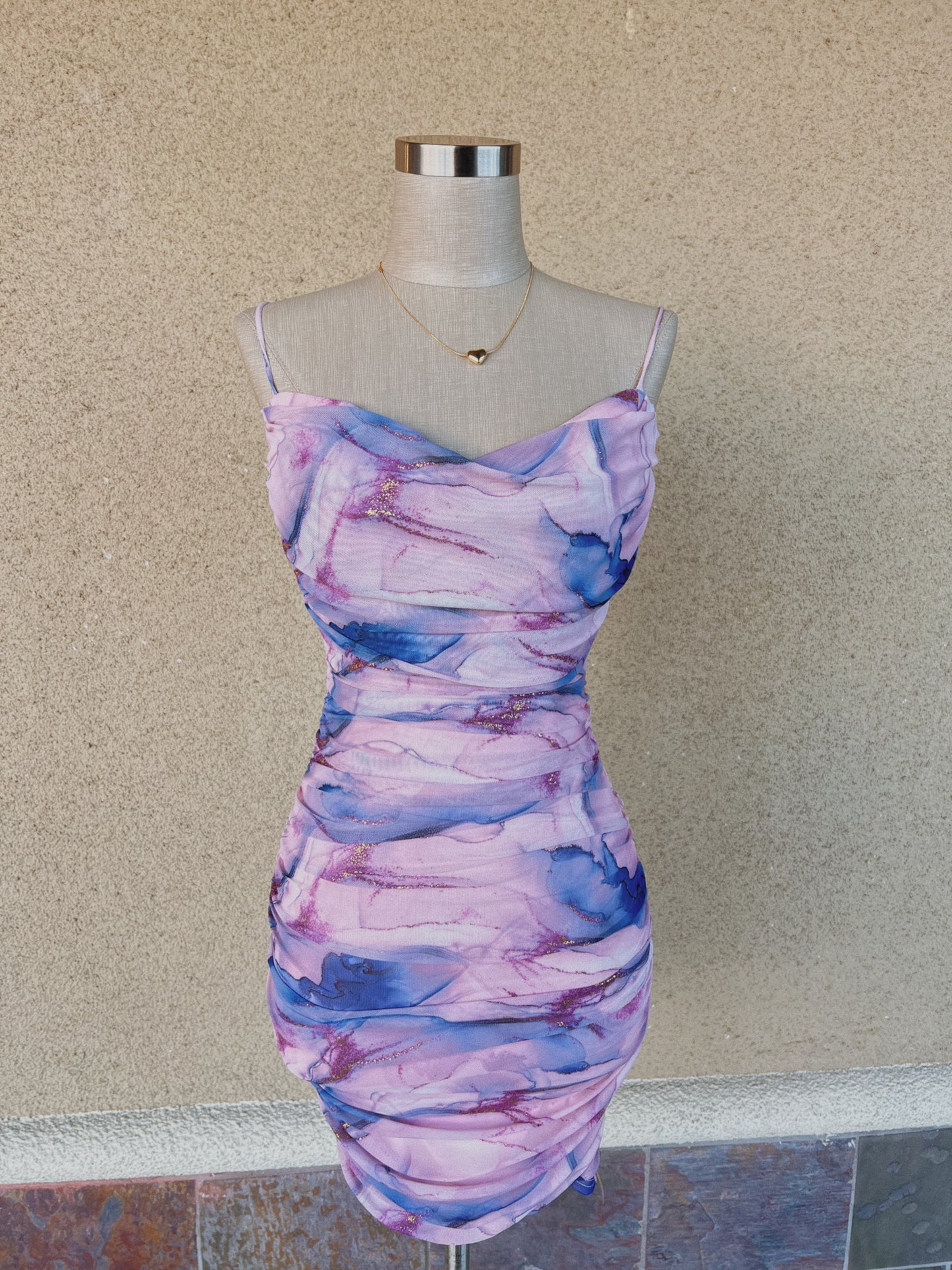 Marble Rushed Mini Dress