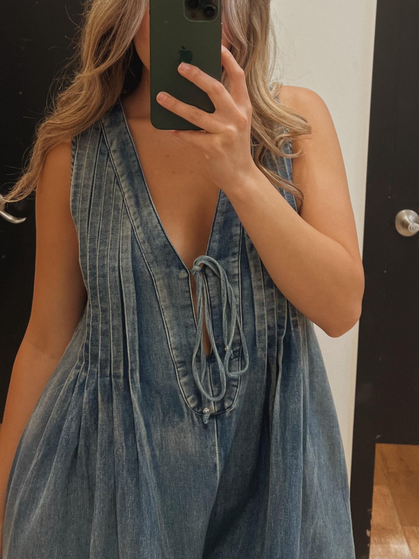 Tie Denim Romper