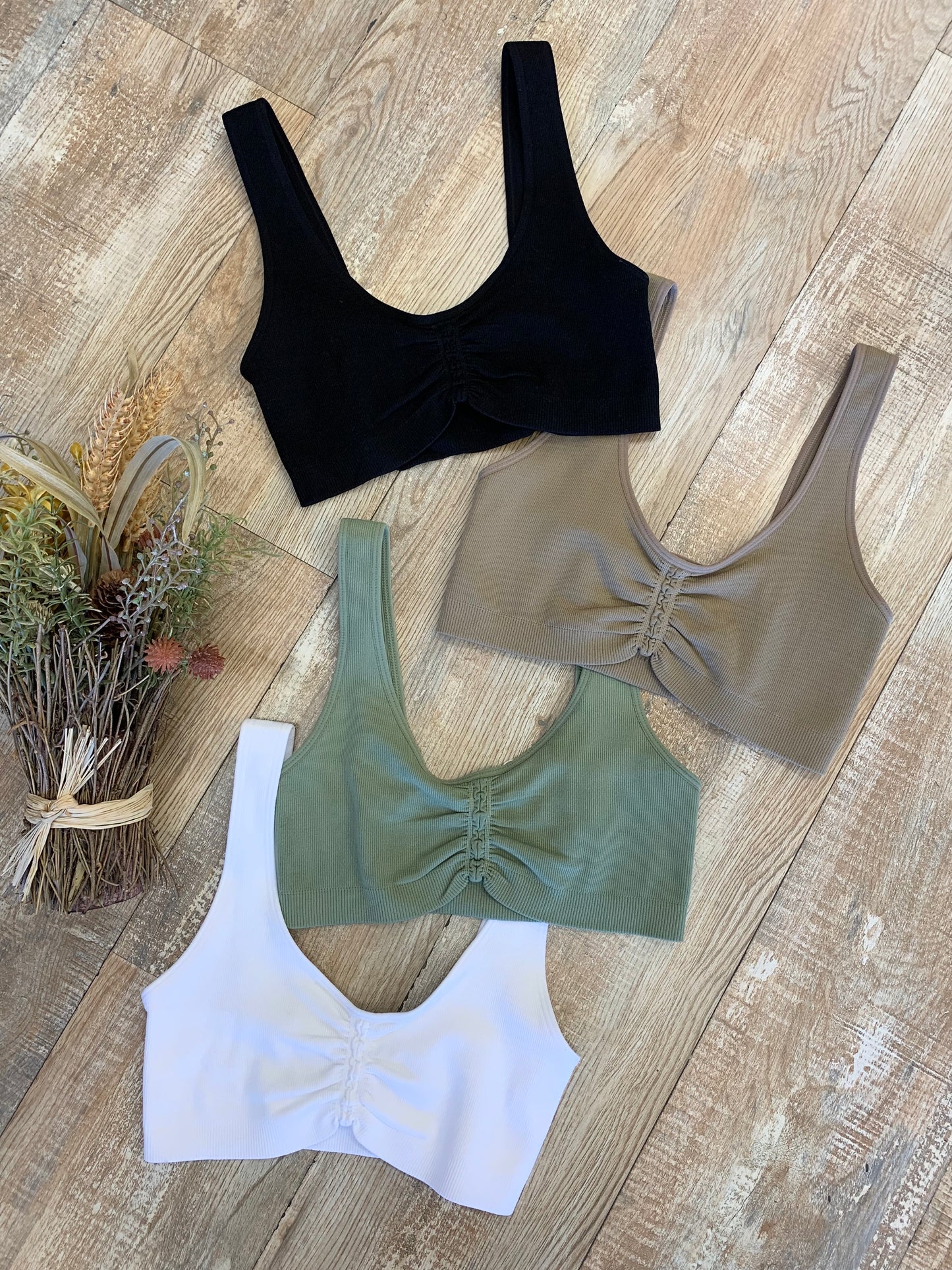 Seamless Shirred Front Crop Top